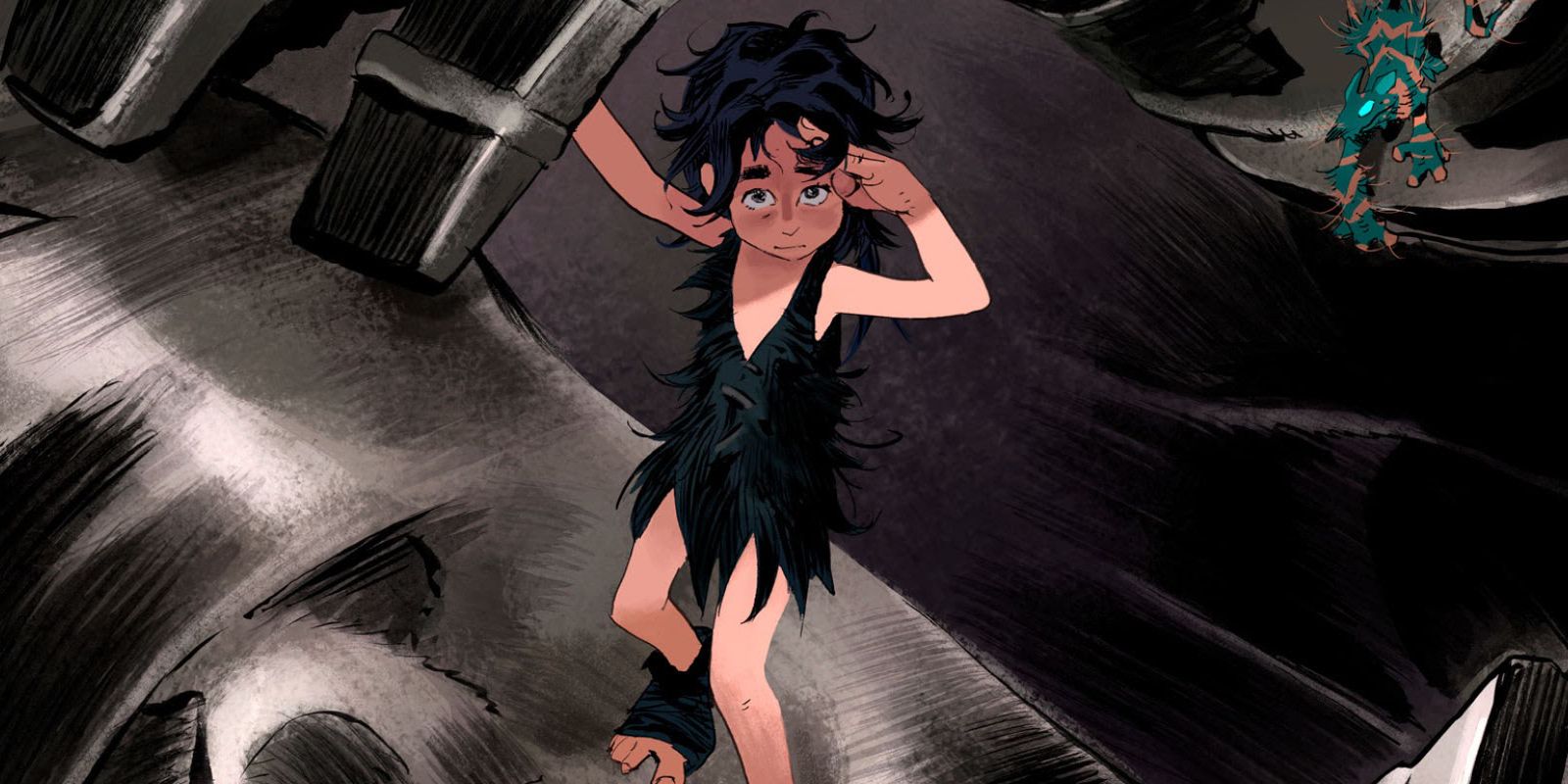 a girl in a giant's hand